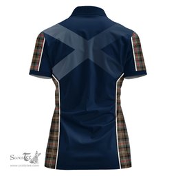 ScotsTee Shop Scottish Sutherland Weathered Clan Scottish Crest and Scottish Thistle Sport Tartan Womens Polo Shirt