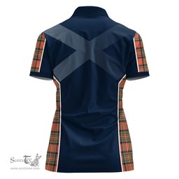 ScotsTee Shop Scottish Stewart Royal Ancient Clan Scottish Crest and Scottish Thistle Sport Tartan Womens Polo Shirt