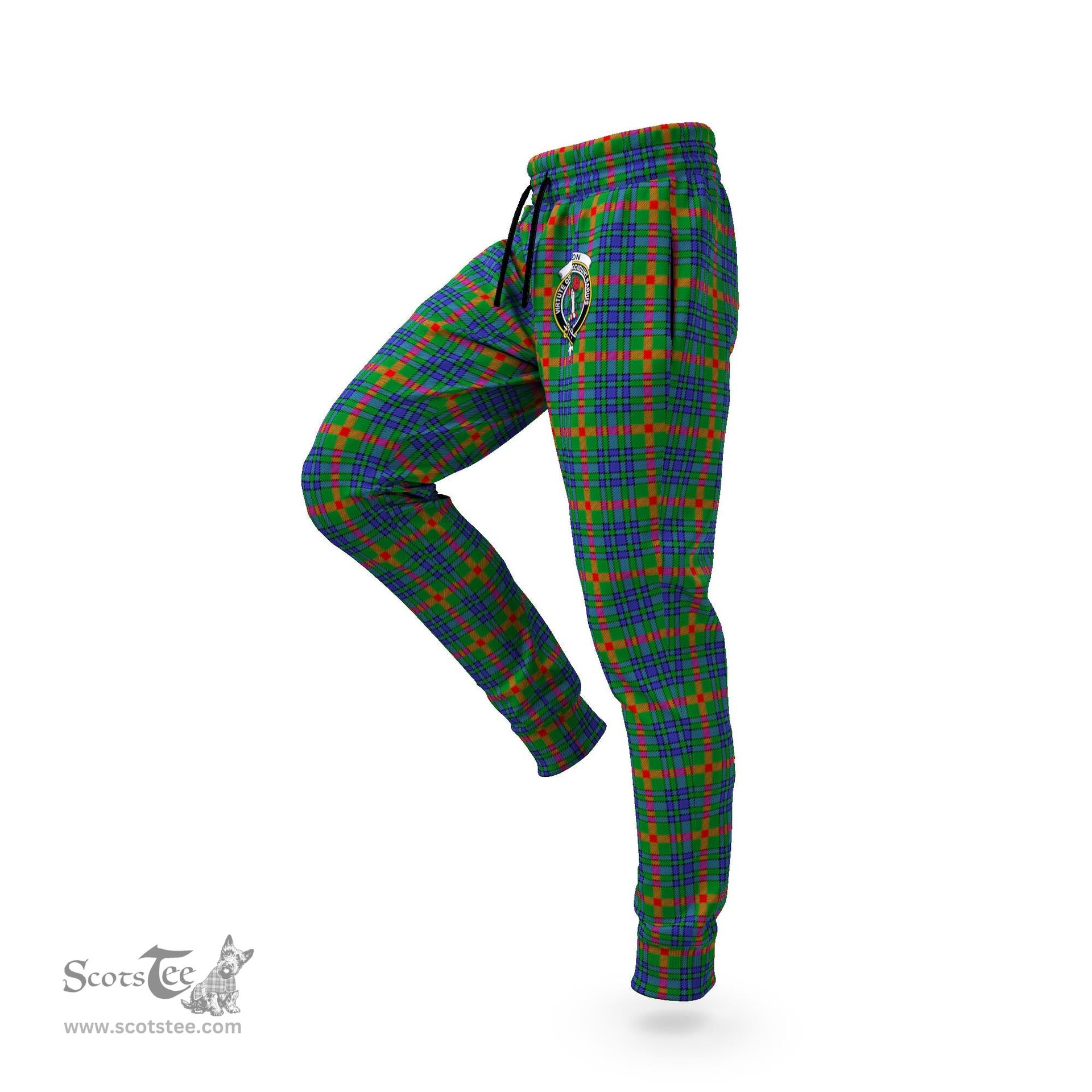 Scottish Aiton Clan Family Crest Tartan Joggers Pants