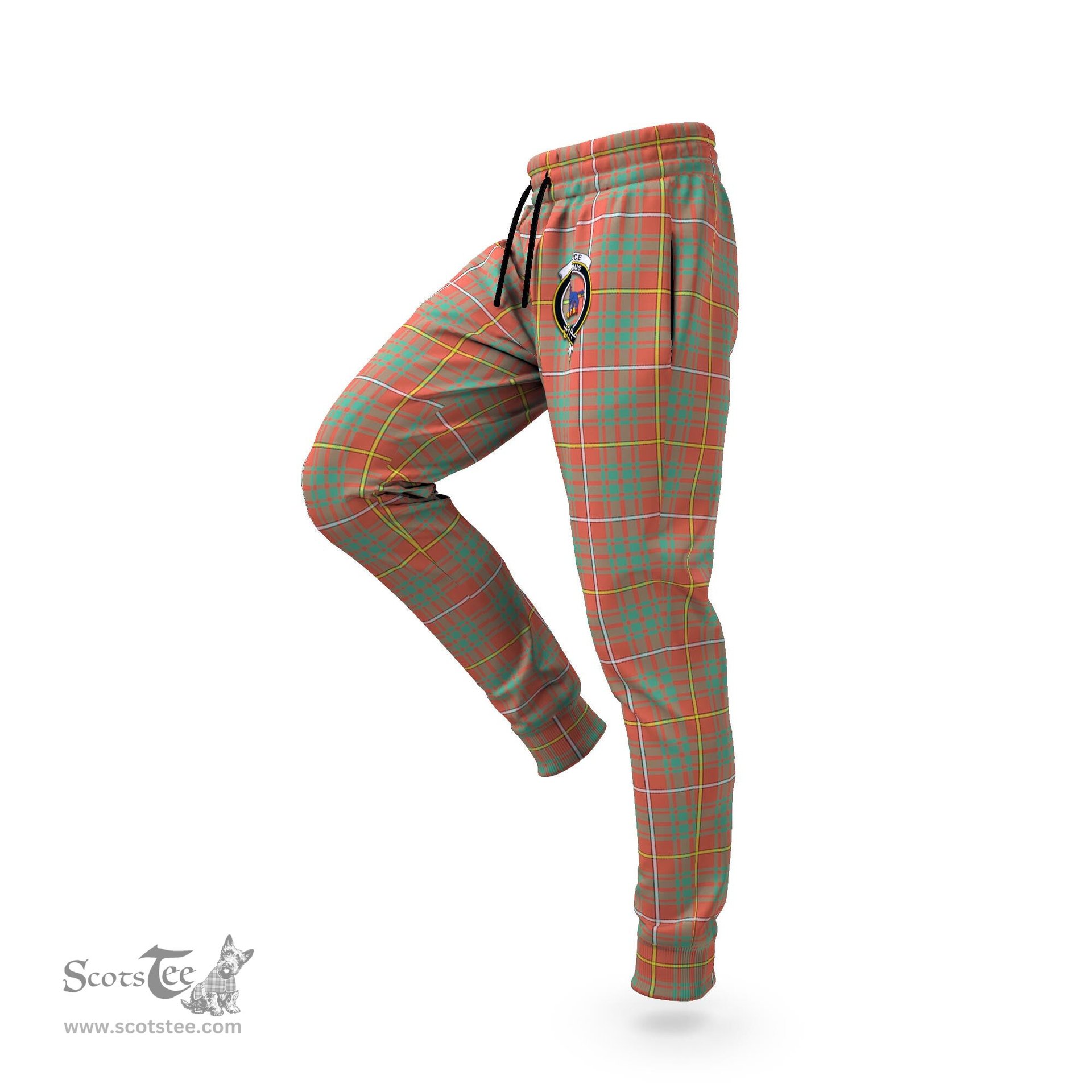 Scottish Bruce Ancient Clan Family Crest Tartan Joggers Pants
