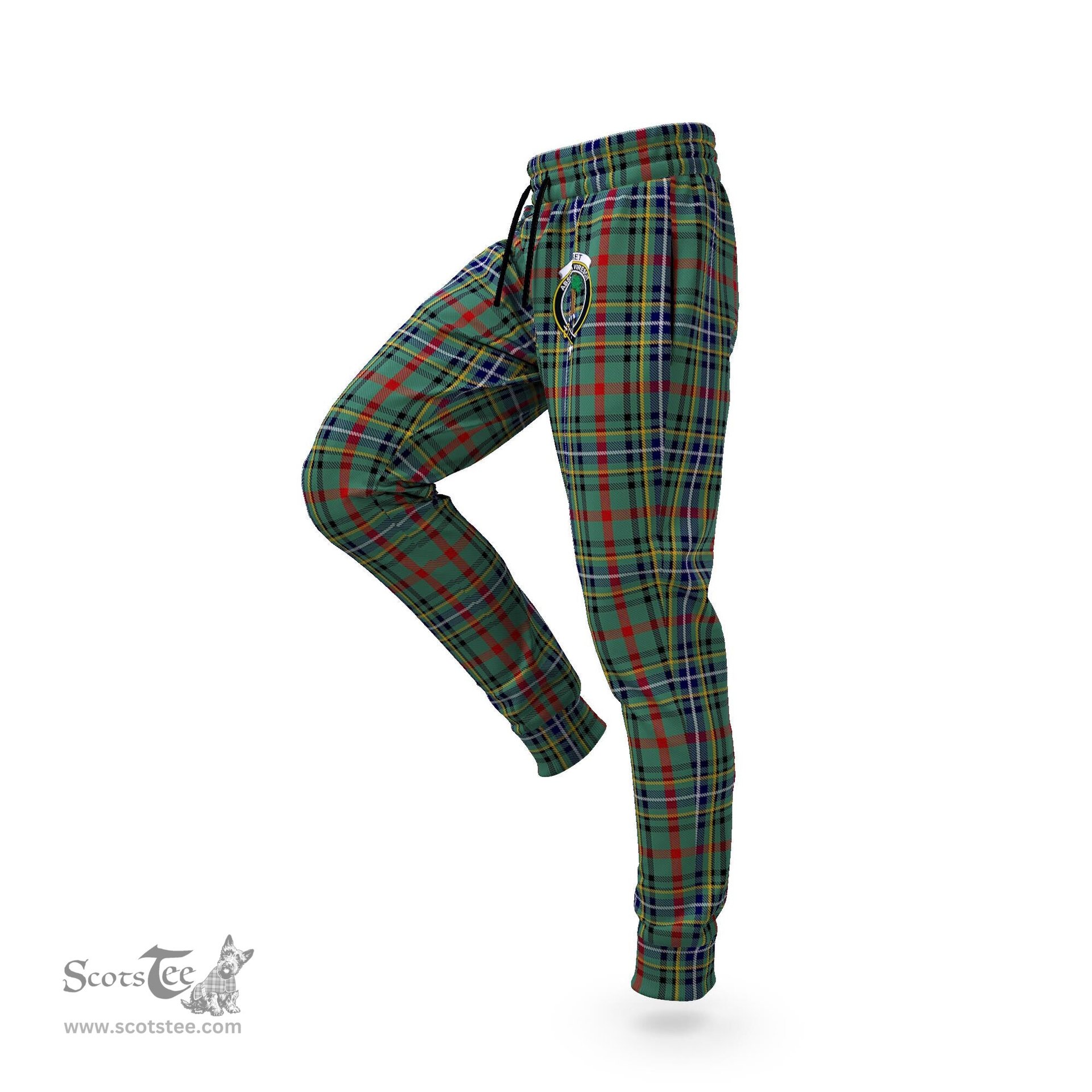 Scottish Bisset Clan Family Crest Tartan Joggers Pants