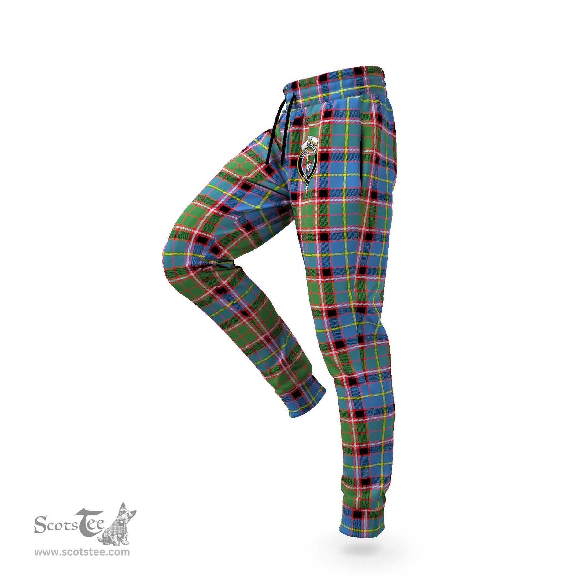 Scottish Glass Clan Family Crest Tartan Joggers Pants