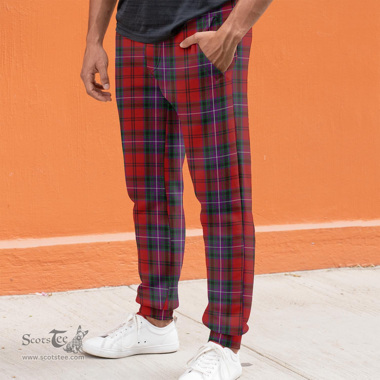 Scottish Kelly of Sleat Red Clan Tartan Joggers Pants