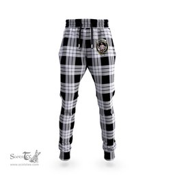 Scottish MacFarlane Black White Clan Family Crest Tartan Joggers Pants