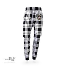 Scottish MacFarlane Black White Clan Family Crest Tartan Joggers Pants