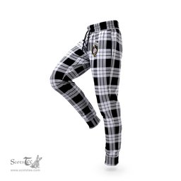 Scottish MacFarlane Black White Clan Family Crest Tartan Joggers Pants