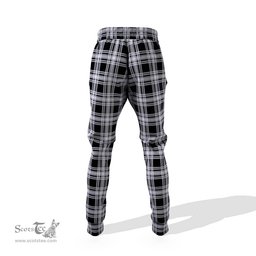 Scottish Menzies Black and White Clan Family Crest Tartan Joggers Pants