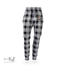 Scottish Menzies Black and White Clan Family Crest Tartan Joggers Pants