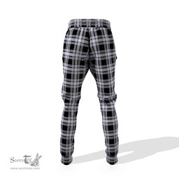 Scottish Menzies Black and White Clan Tartan Joggers Pants