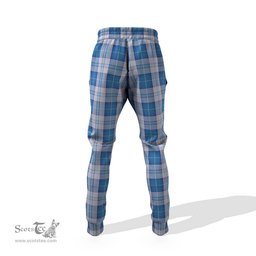 Scottish Menzies Dress Blue and White Clan Family Crest Tartan Joggers Pants