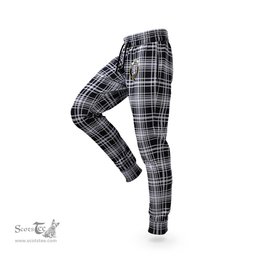 Scottish MacLean Black and White Clan Family Crest Tartan Joggers Pants