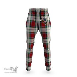 Scottish Rose White Dress Clan Family Crest Tartan Joggers Pants
