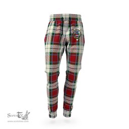 Scottish Rose White Dress Clan Family Crest Tartan Joggers Pants