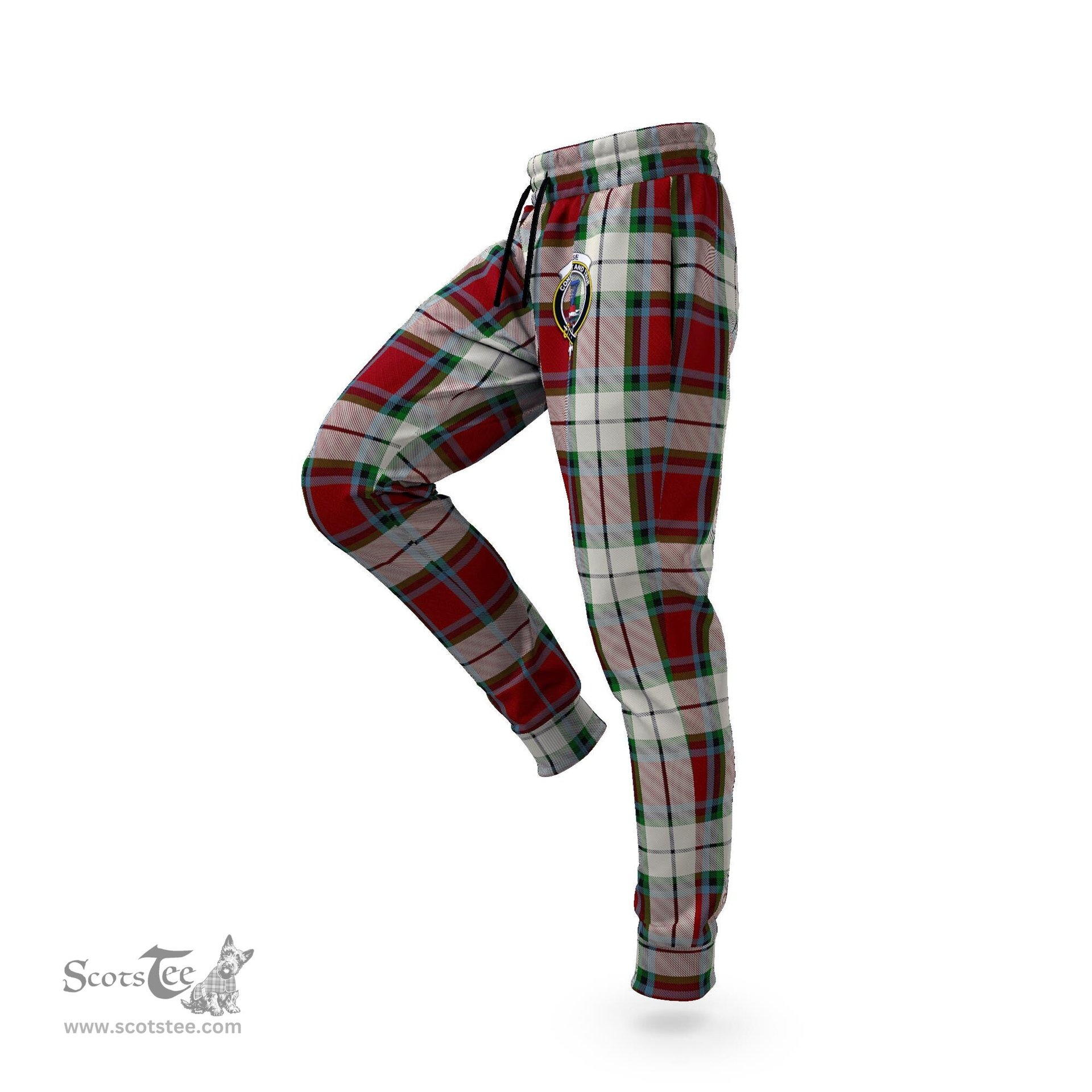Scottish Rose White Dress Clan Family Crest Tartan Joggers Pants