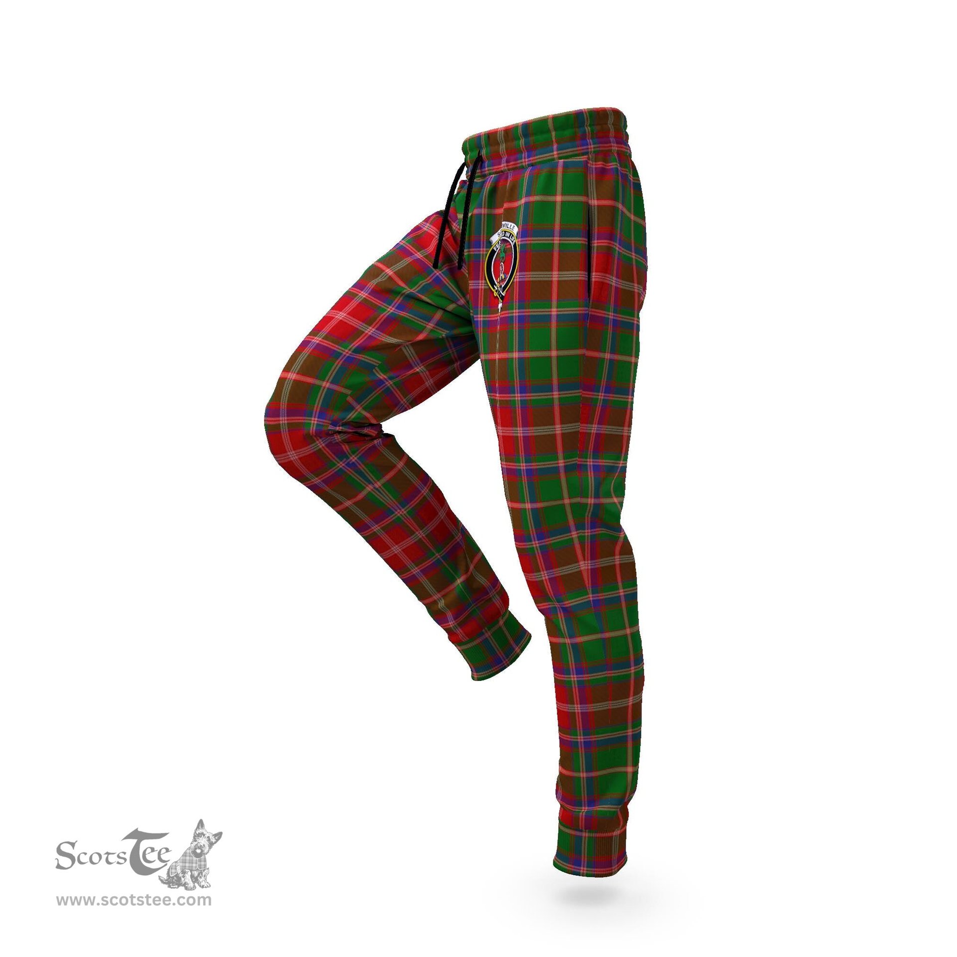 Scottish Somerville Clan Family Crest Tartan Joggers Pants