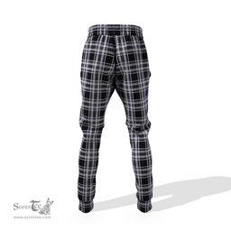 Scottish Stewart Black and White Clan Tartan Joggers Pants