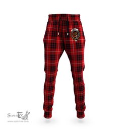 Scottish Munro Black and Red Clan Family Crest Tartan Joggers Pants