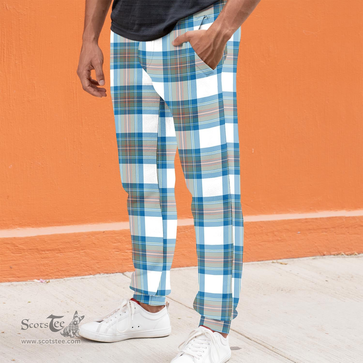 Scottish Stewart Muted Blue Clan Tartan Joggers Pants