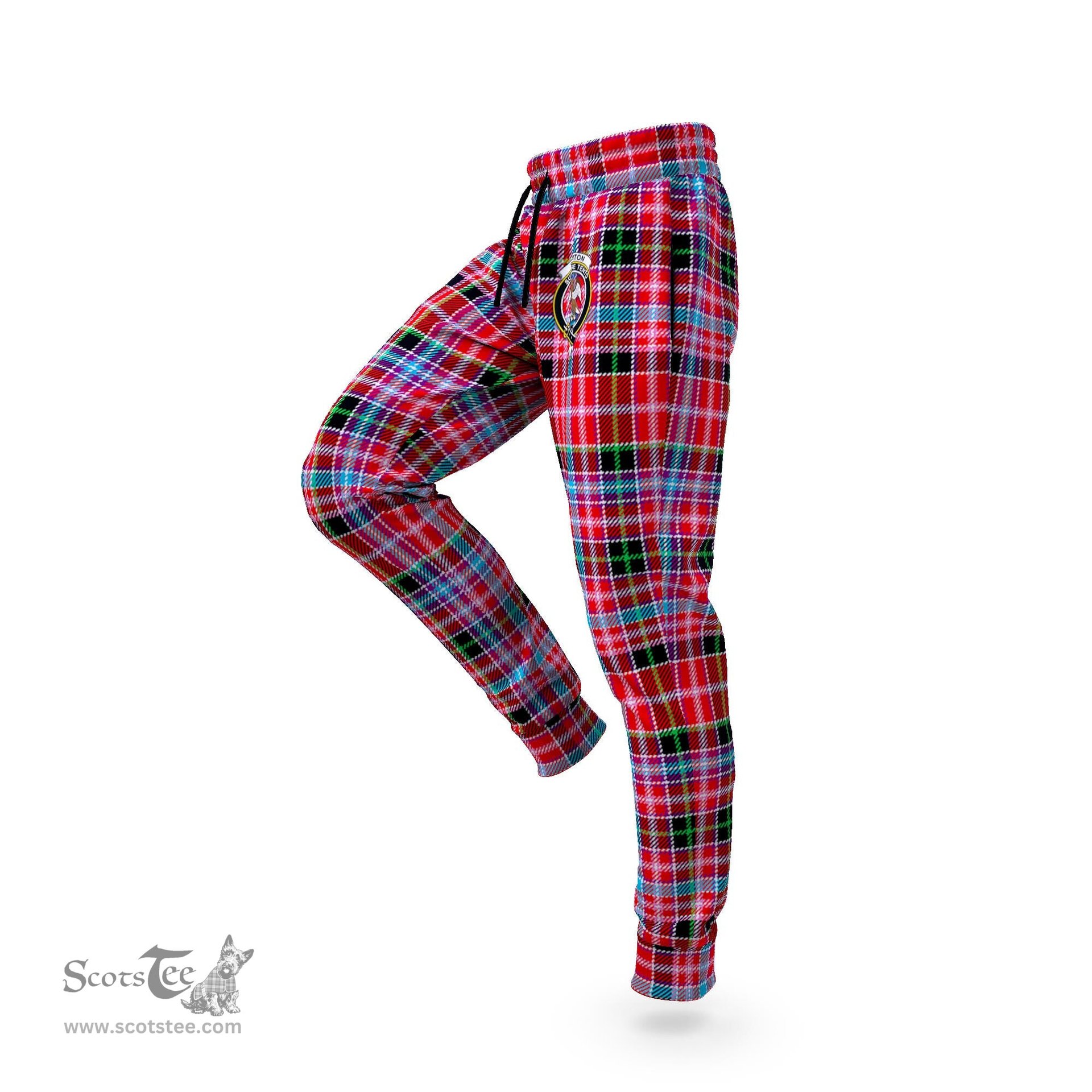 Scottish Straiton Clan Family Crest Tartan Joggers Pants
