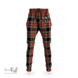 Scottish Stewart Black Clan Family Crest Tartan Joggers Pants