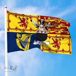 ScotsTee Shop Scottish Arthur Clan Family Crest Royal Standard of the United Kingdom for use in Scotland Flag