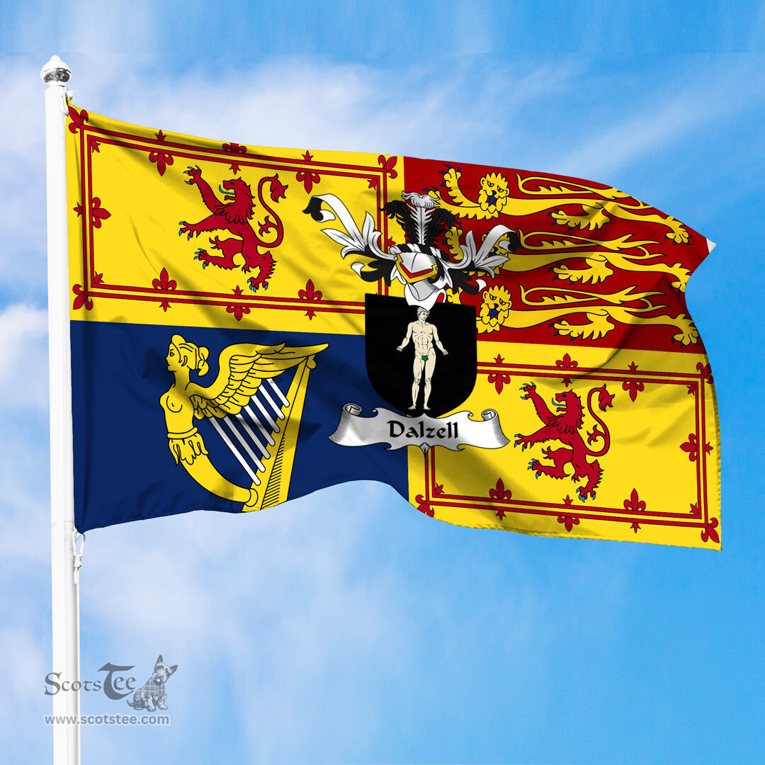 ScotsTee Shop Scottish Dalzell Clan Family Crest Royal Standard of the United Kingdom for use in Scotland Flag