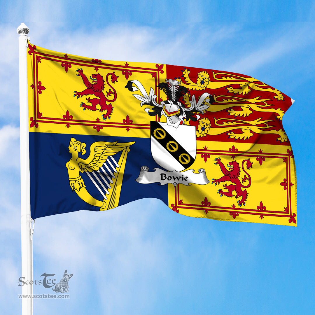 ScotsTee Shop Scottish Bowie Clan Family Crest Royal Standard of the United Kingdom for use in Scotland Flag