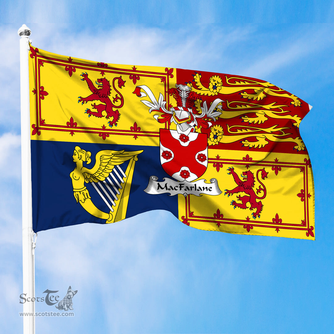 ScotsTee Shop Scottish MacFarlane Clan Family Crest Royal Standard of the United Kingdom for use in Scotland Flag