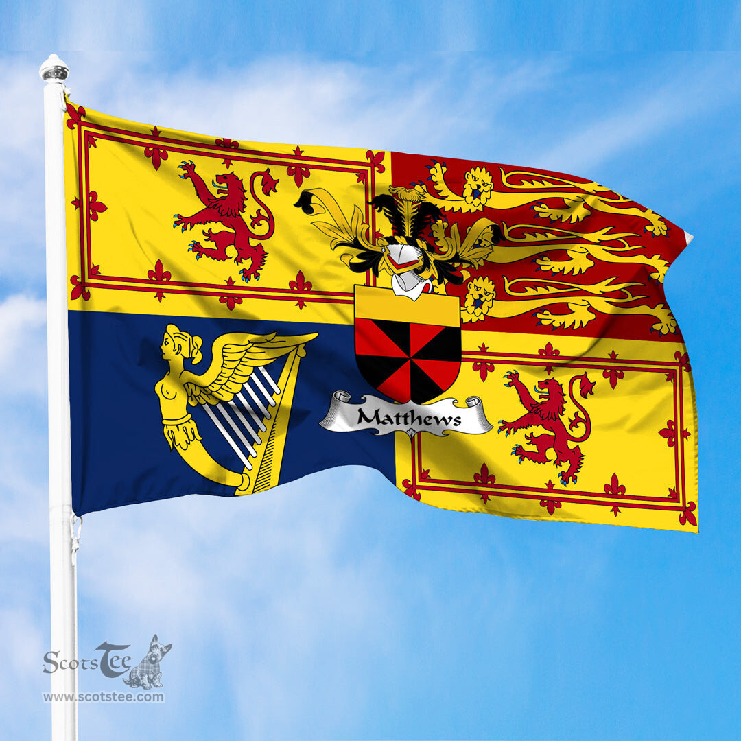 ScotsTee Shop Scottish Matthews Clan Family Crest Royal Standard of the United Kingdom for use in Scotland Flag