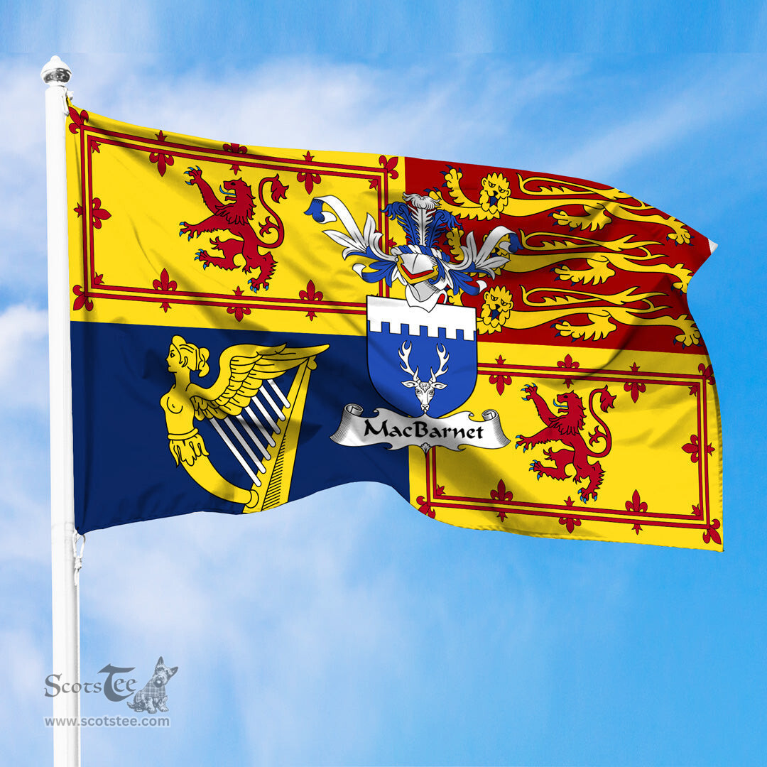 ScotsTee Shop Scottish MacBarnet Clan Family Crest Royal Standard of the United Kingdom for use in Scotland Flag