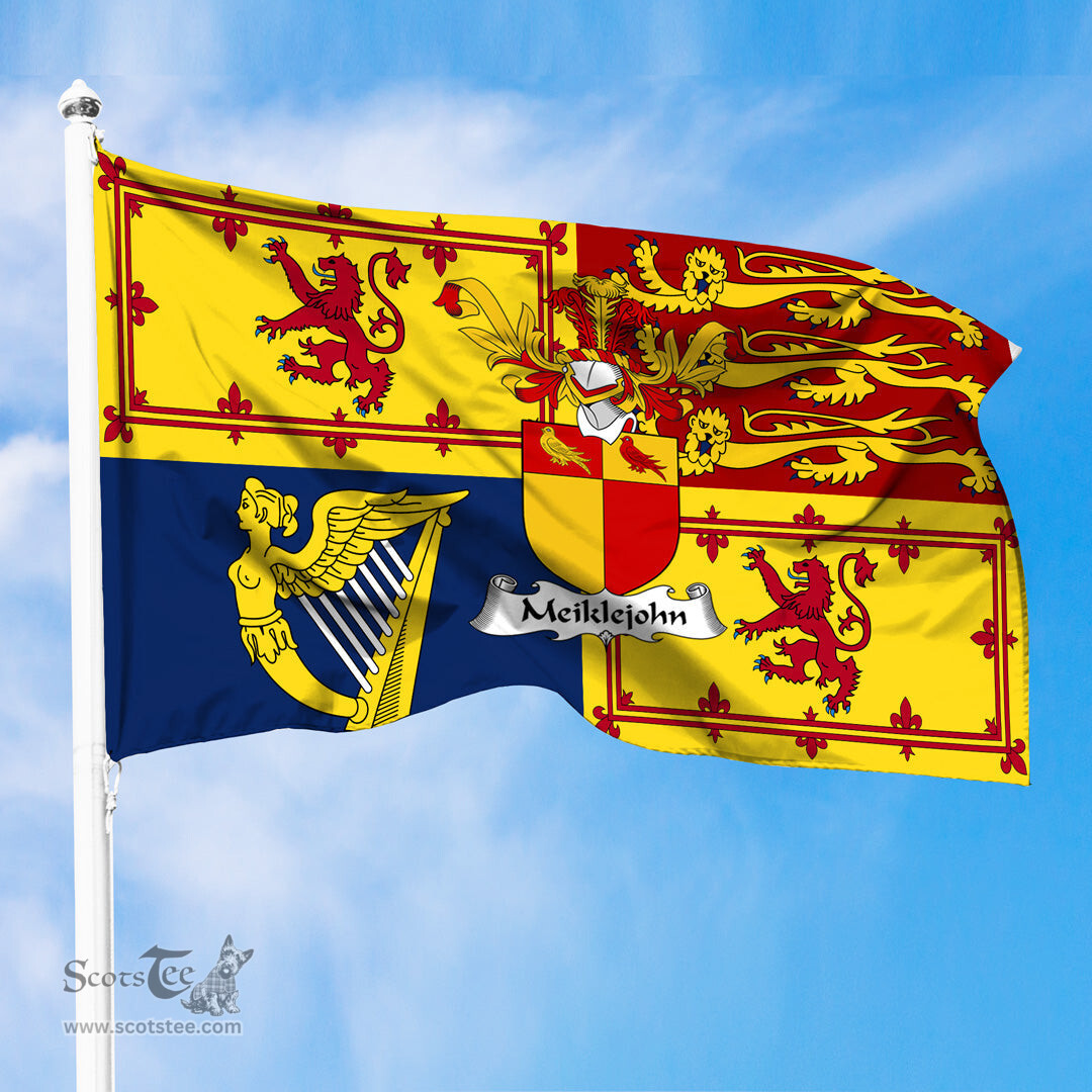 ScotsTee Shop Scottish Meiklejohn Clan Family Crest Royal Standard of the United Kingdom for use in Scotland Flag