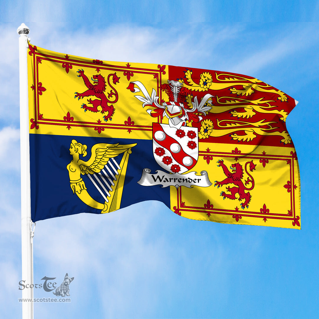 ScotsTee Shop Scottish Warrender Clan Family Crest Royal Standard of the United Kingdom for use in Scotland Flag