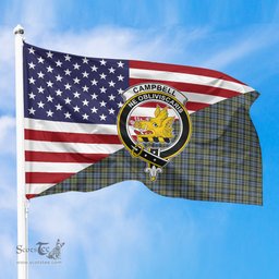 ScotsTee Shop Scottish Campbell Faded Clan Crest Tartan Scottish American Flag