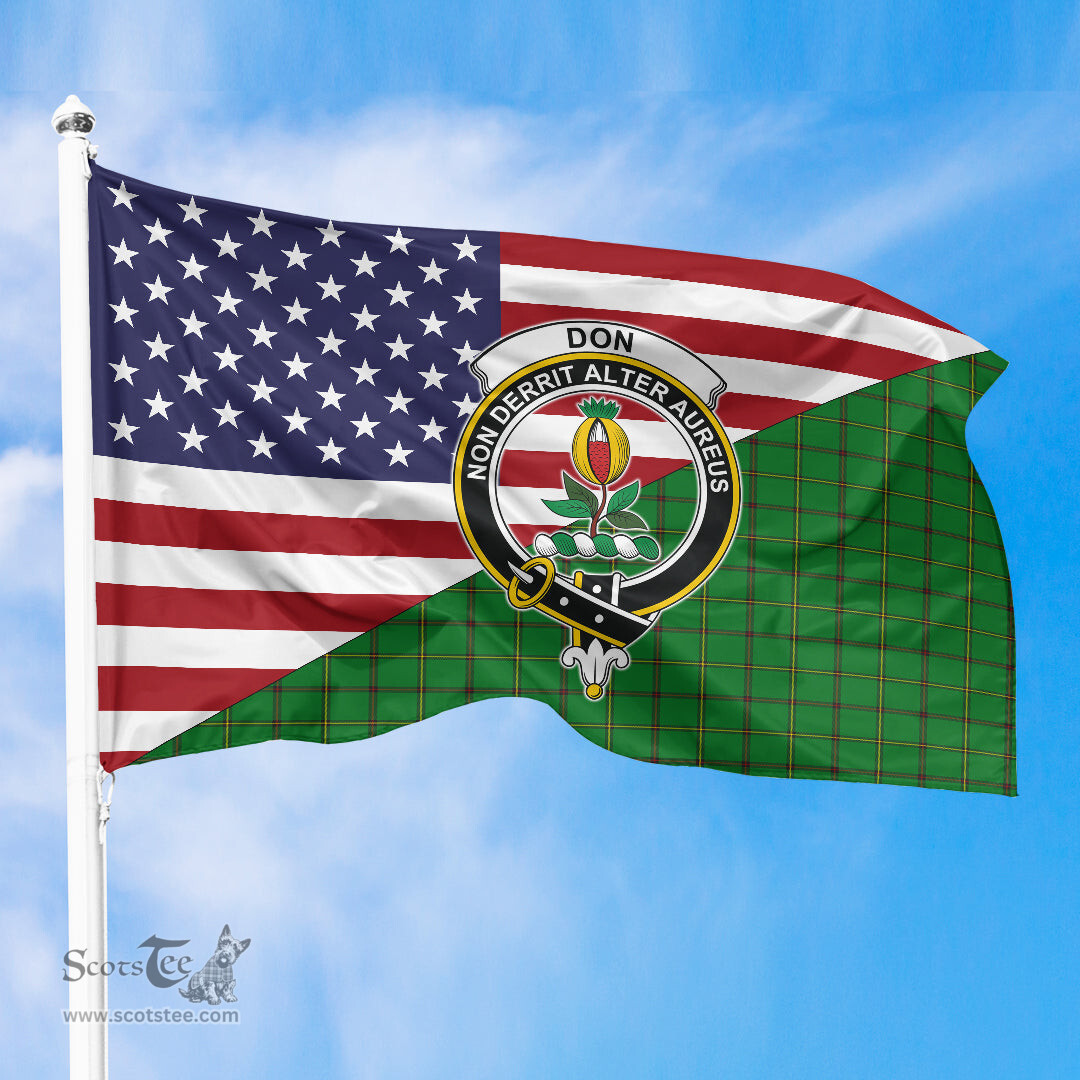 ScotsTee Shop Scottish Don (Tribe-of-Mar) Clan Crest Tartan Scottish American Flag