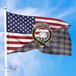 ScotsTee Shop Scottish Cunningham Dress Blue Dancers Clan Crest Tartan Scottish American Flag