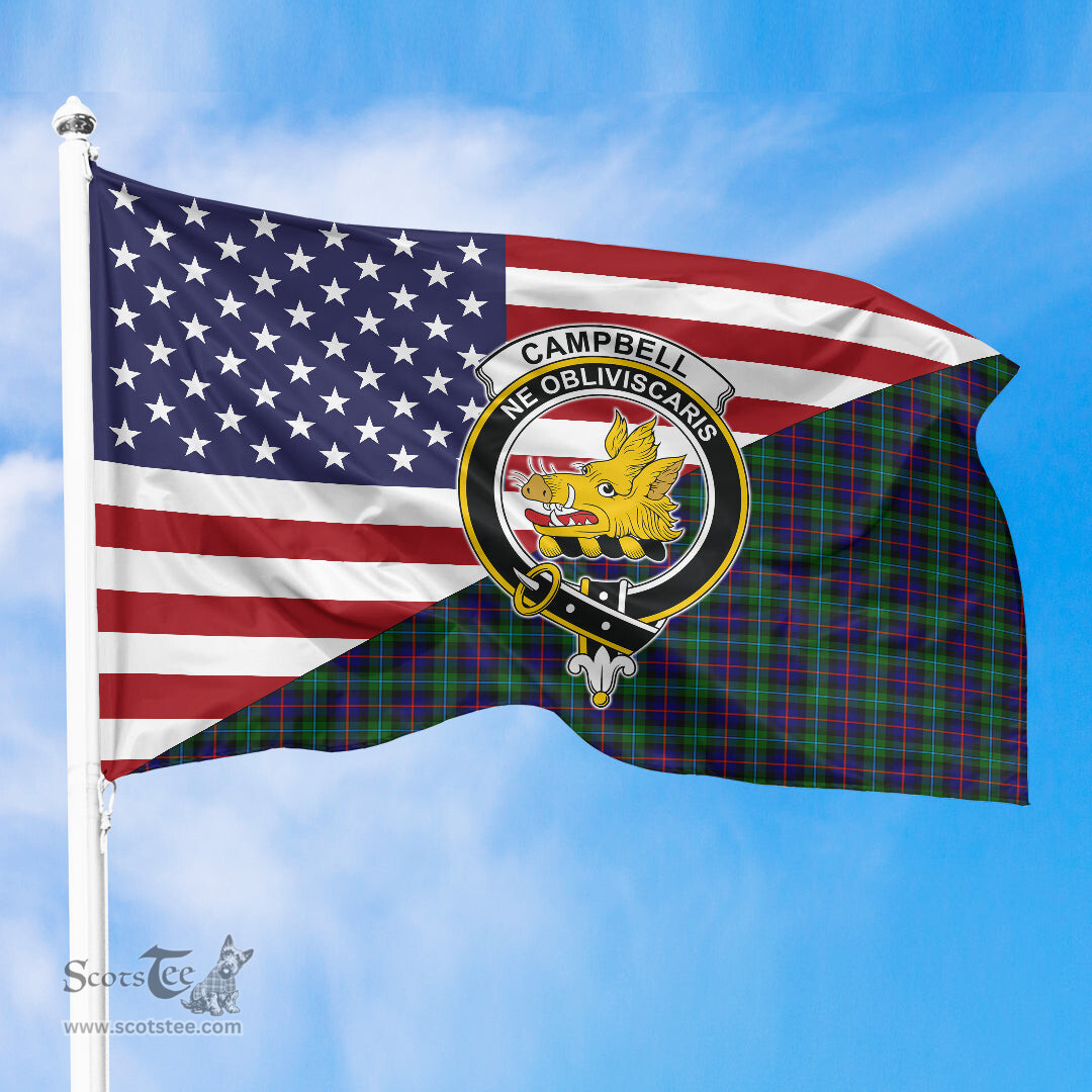 ScotsTee Shop Scottish Campbell of Cawdor Modern Clan Crest Tartan Scottish American Flag