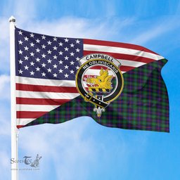 ScotsTee Shop Scottish Campbell of Cawdor Modern Clan Crest Tartan Scottish American Flag