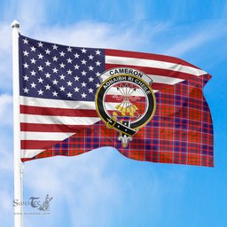 ScotsTee Shop Scottish Cameron of Lochiel Modern Clan Crest Tartan Scottish American Flag