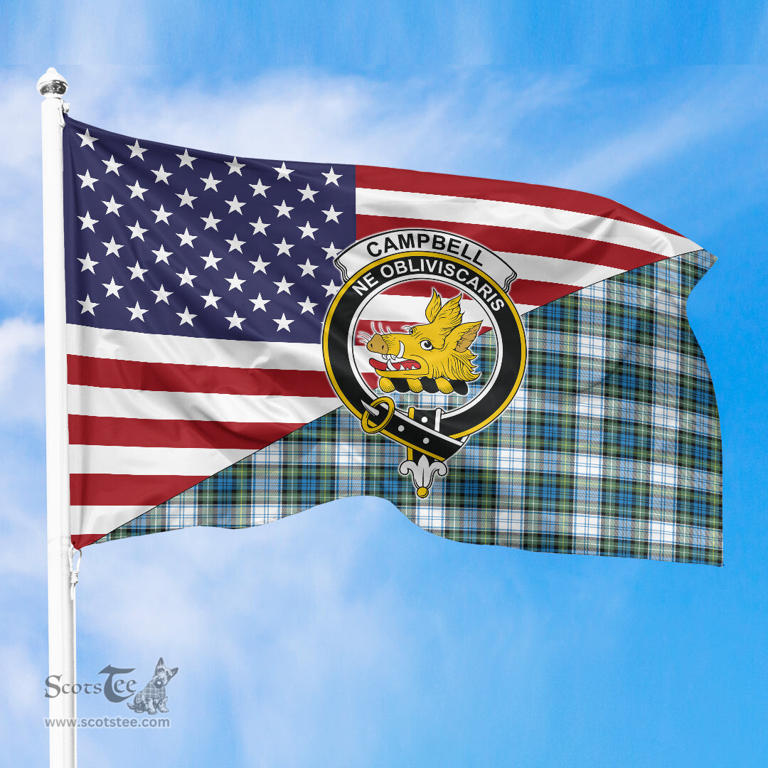 ScotsTee Shop Scottish Campbell Dress Ancient Clan Crest Tartan Scottish American Flag