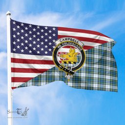 ScotsTee Shop Scottish Campbell Dress Ancient Clan Crest Tartan Scottish American Flag