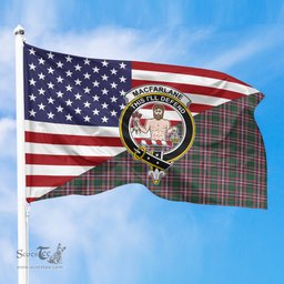 ScotsTee Shop Scottish MacFarlane Hunting Modern Clan Crest Tartan Scottish American Flag
