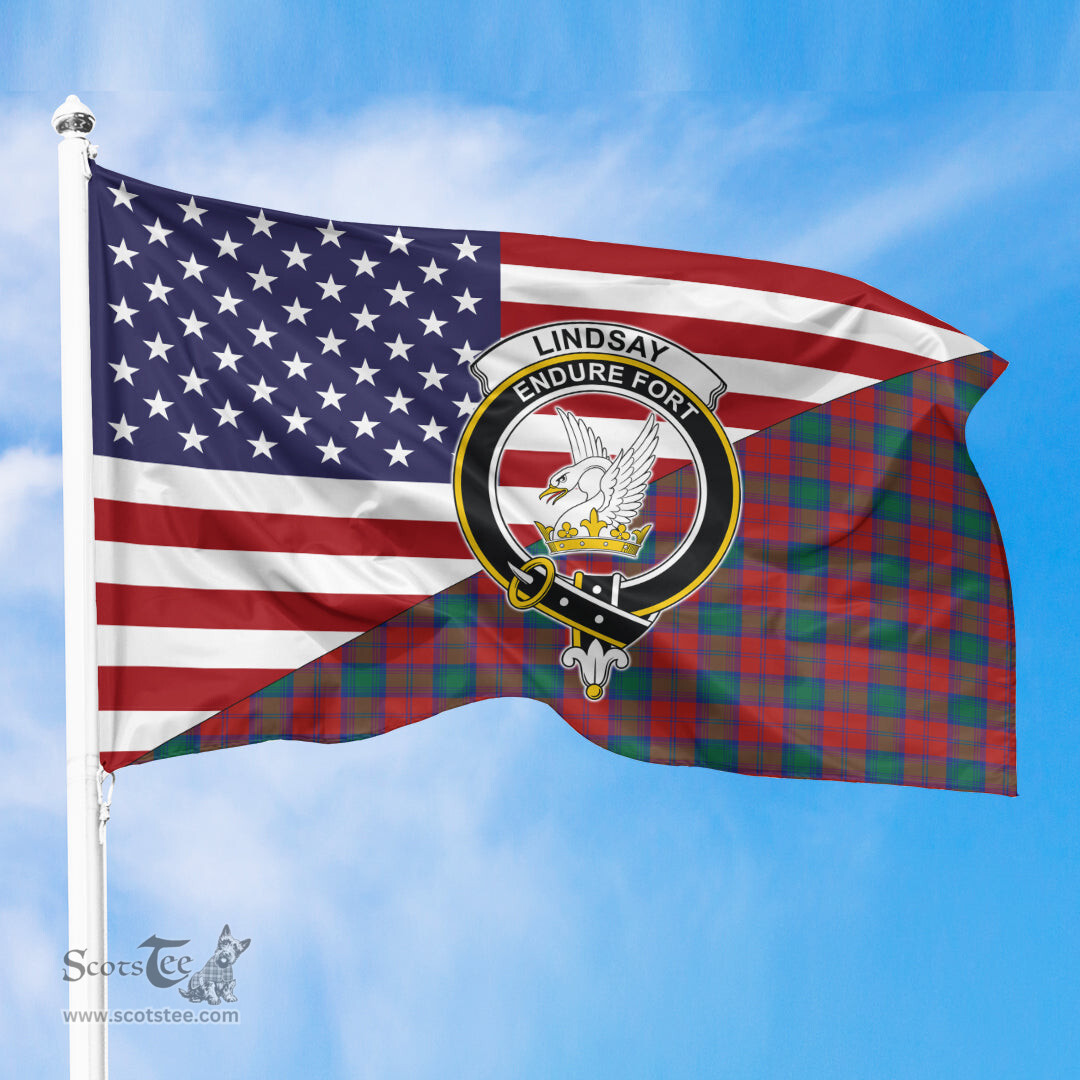 ScotsTee Shop Scottish Lindsay Modern Clan Crest Tartan Scottish American Flag