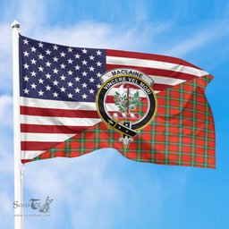 ScotsTee Shop Scottish MacLaine of Loch Buie Clan Crest Tartan Scottish American Flag