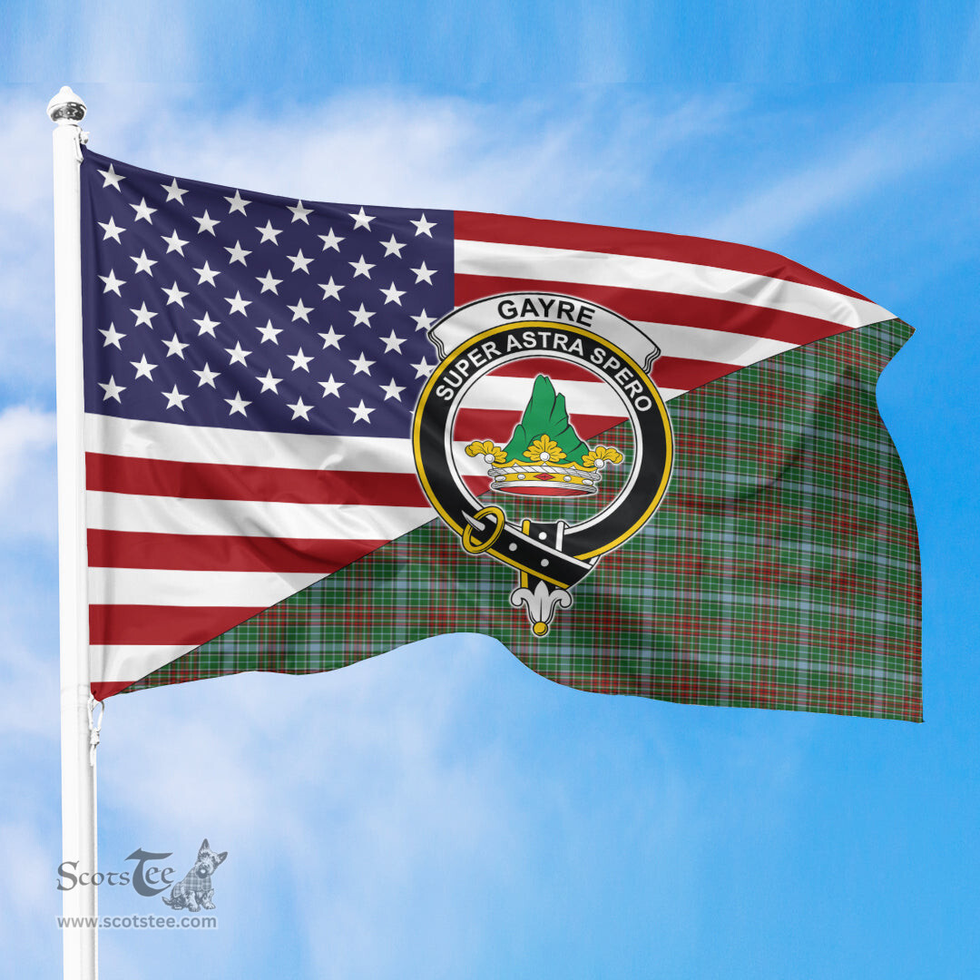 ScotsTee Shop Scottish Gayre Clan Crest Tartan Scottish American Flag