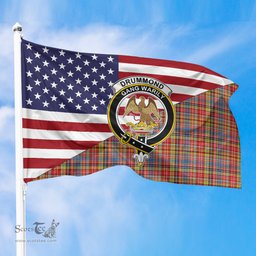 ScotsTee Shop Scottish Drummond of Strathallan Clan Crest Tartan Scottish American Flag