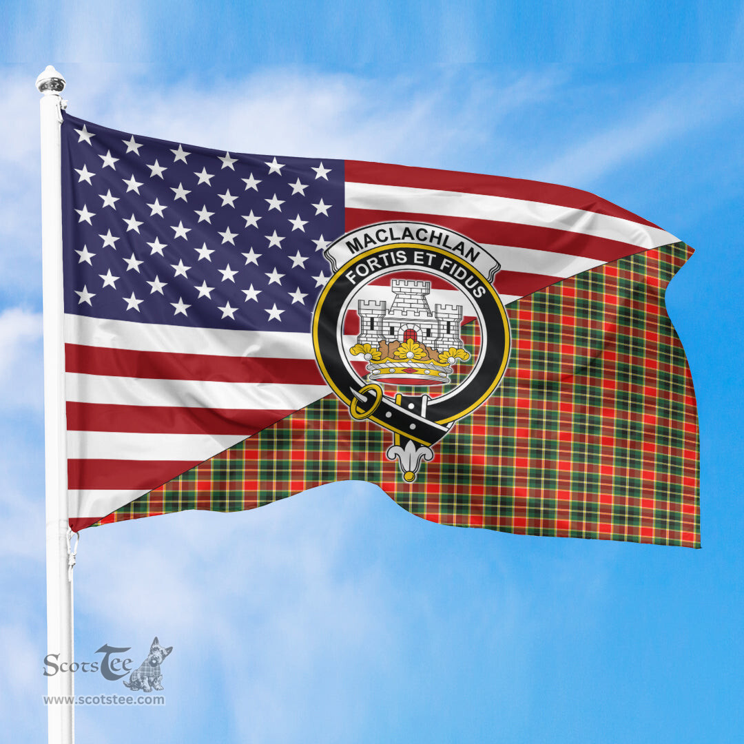 ScotsTee Shop Scottish MacLachlan Hunting Modern Clan Crest Tartan Scottish American Flag
