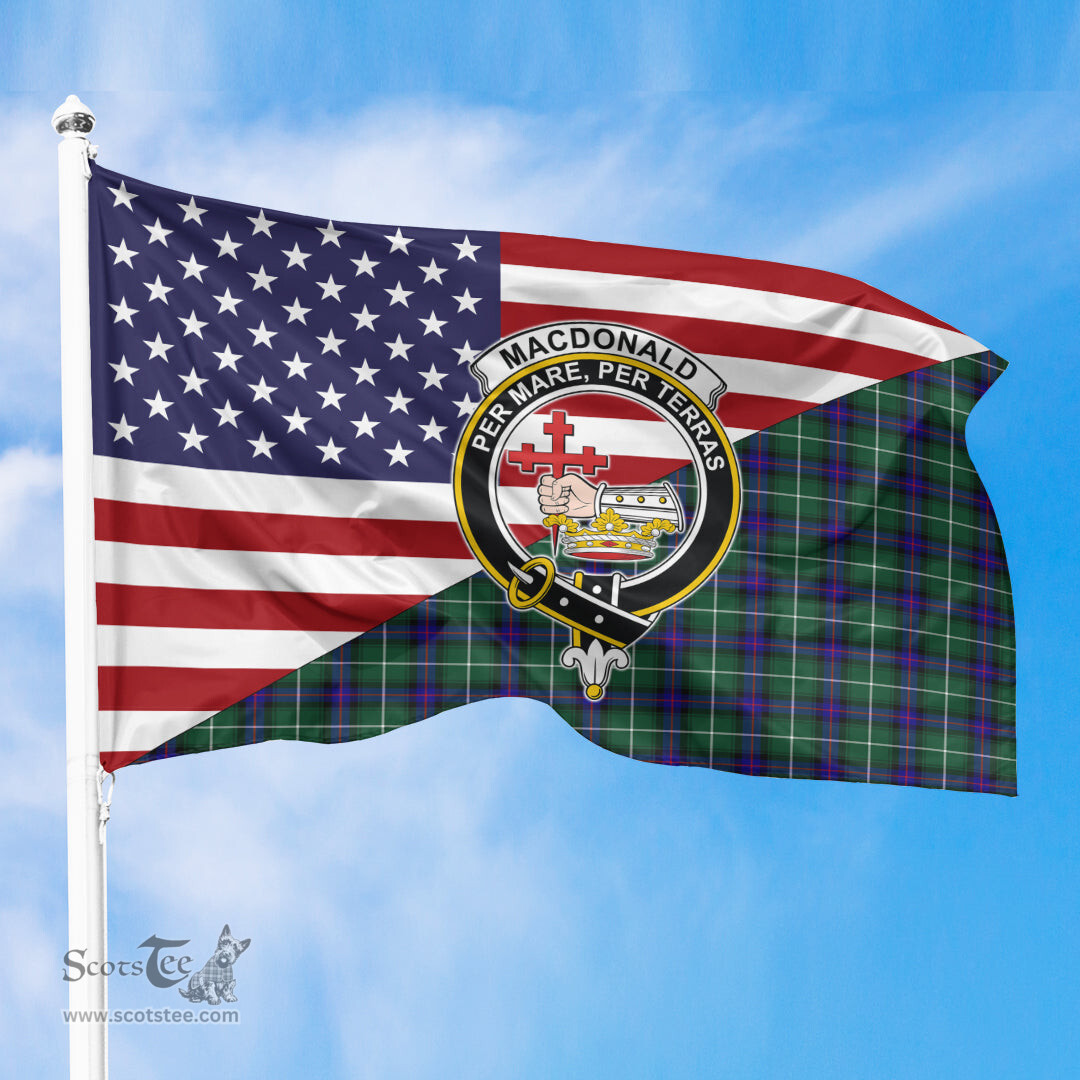 ScotsTee Shop Scottish MacDonald of the Isles Hunting Modern Clan Crest Tartan Scottish American Flag