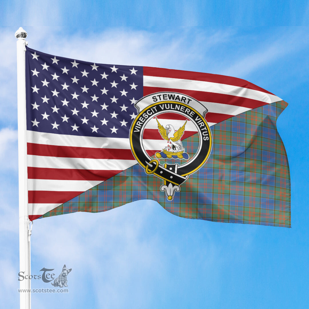 ScotsTee Shop Scottish Stewart of Appin Hunting Ancient Clan Crest Tartan Scottish American Flag
