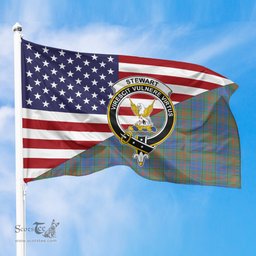 ScotsTee Shop Scottish Stewart of Appin Hunting Ancient Clan Crest Tartan Scottish American Flag