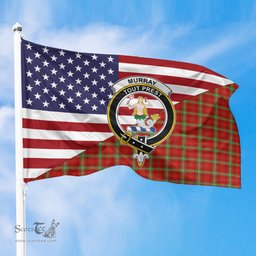 ScotsTee Shop Scottish Murray of Tulloch Modern Clan Crest Tartan Scottish American Flag